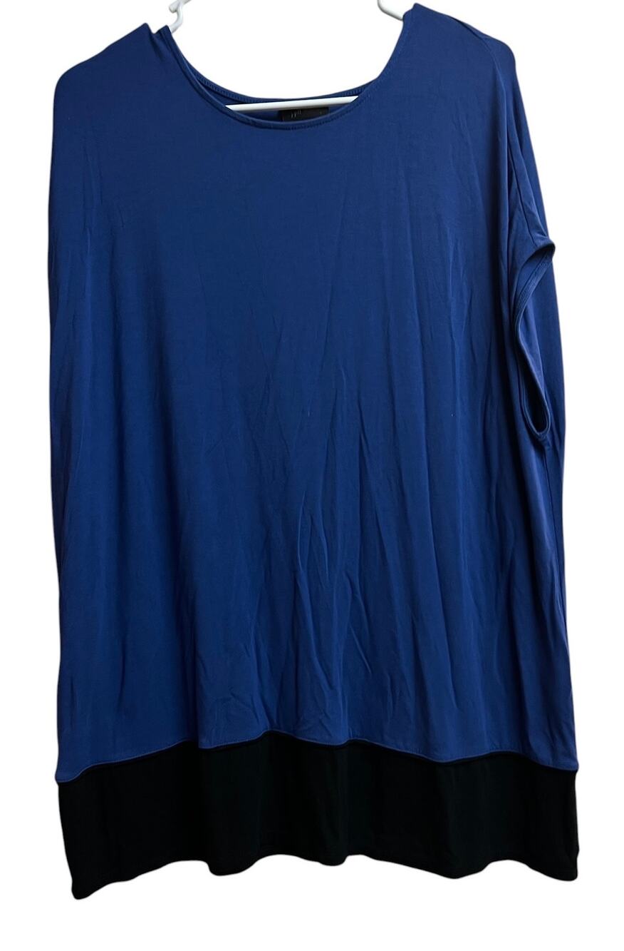 J.Jill J. Jill Wearever Collection Blue Black Cap Sleeve Tunic Top XL